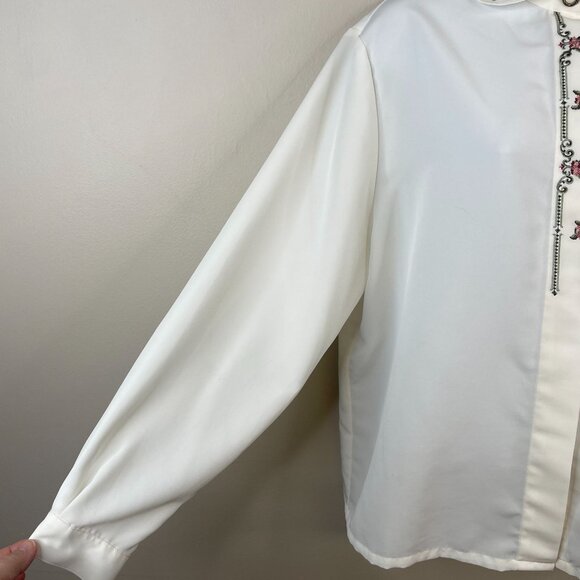 Vintage Academia Grandma Embroidered Top Size 12P Hobbit Forest Countryside Chic - Picture 6 of 13